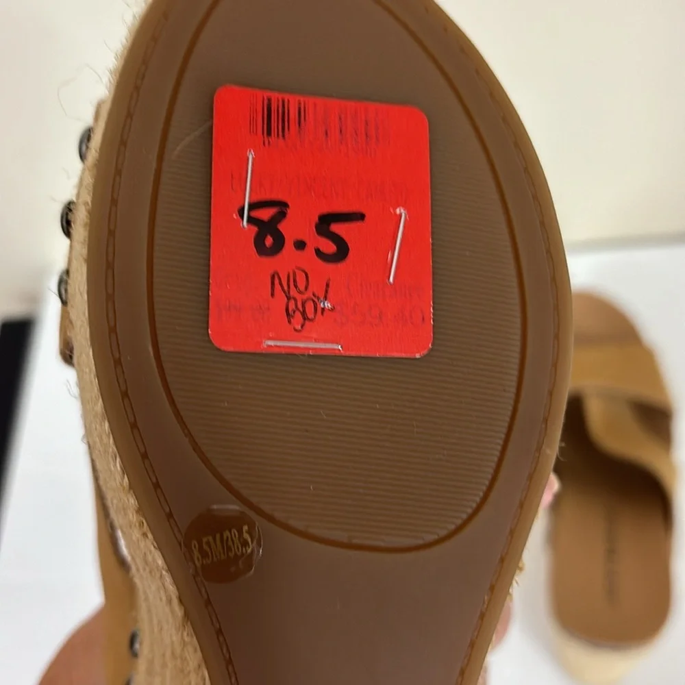 Lucky Brand LK-Neeka Tan Leather Platform Wedges Espadrilles 8.5 NWT